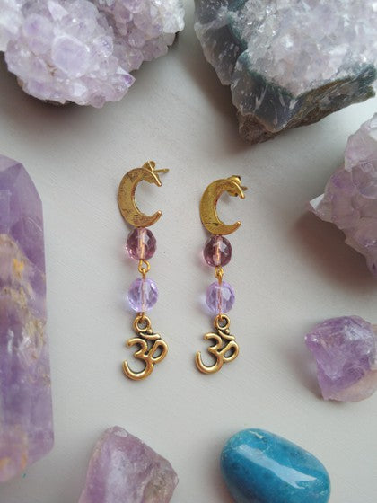 ARETES LUNA OM MORADOS