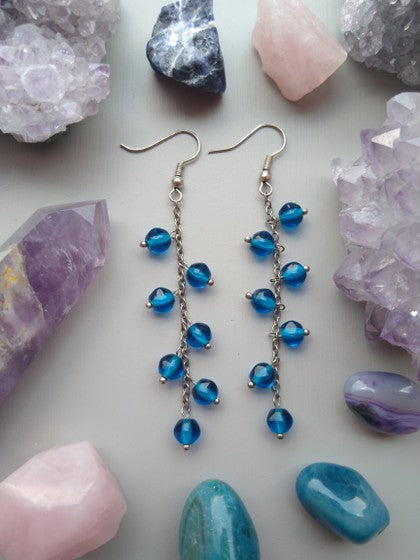 ARETES LARGOS AZULES