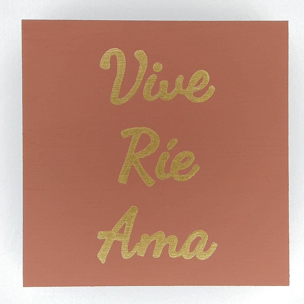 Cuadro Vive Ríe Ama terracota