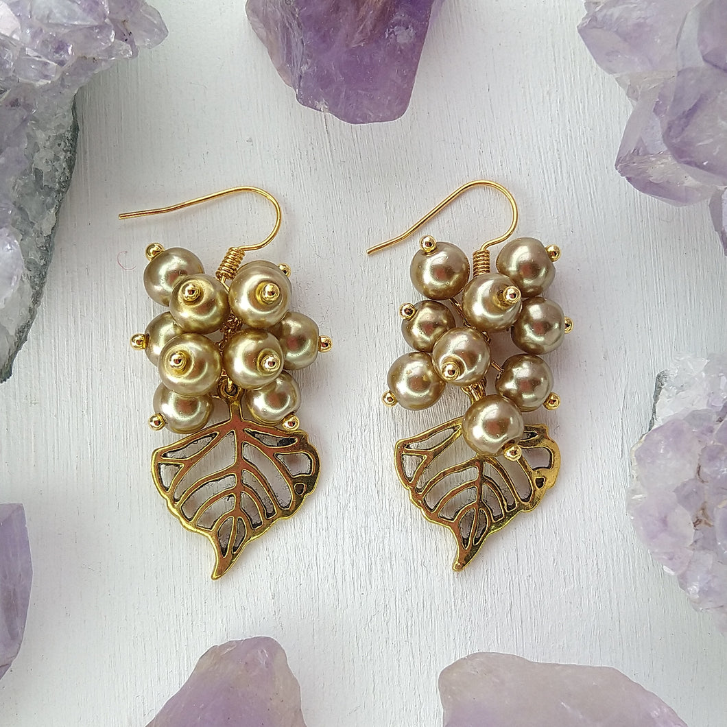 Aretes Hojas Doradas