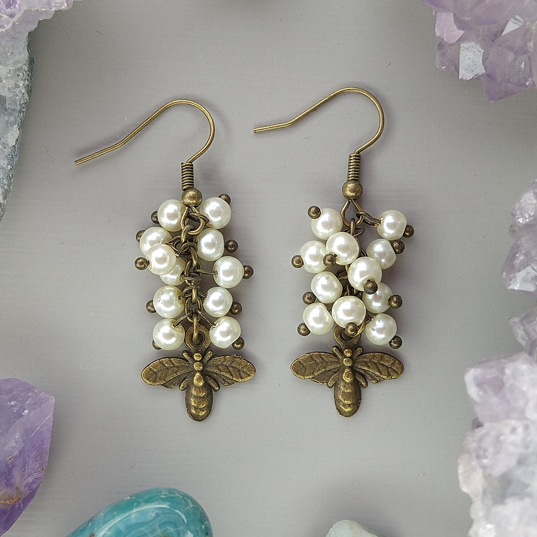 Aretes Abeja perlas
