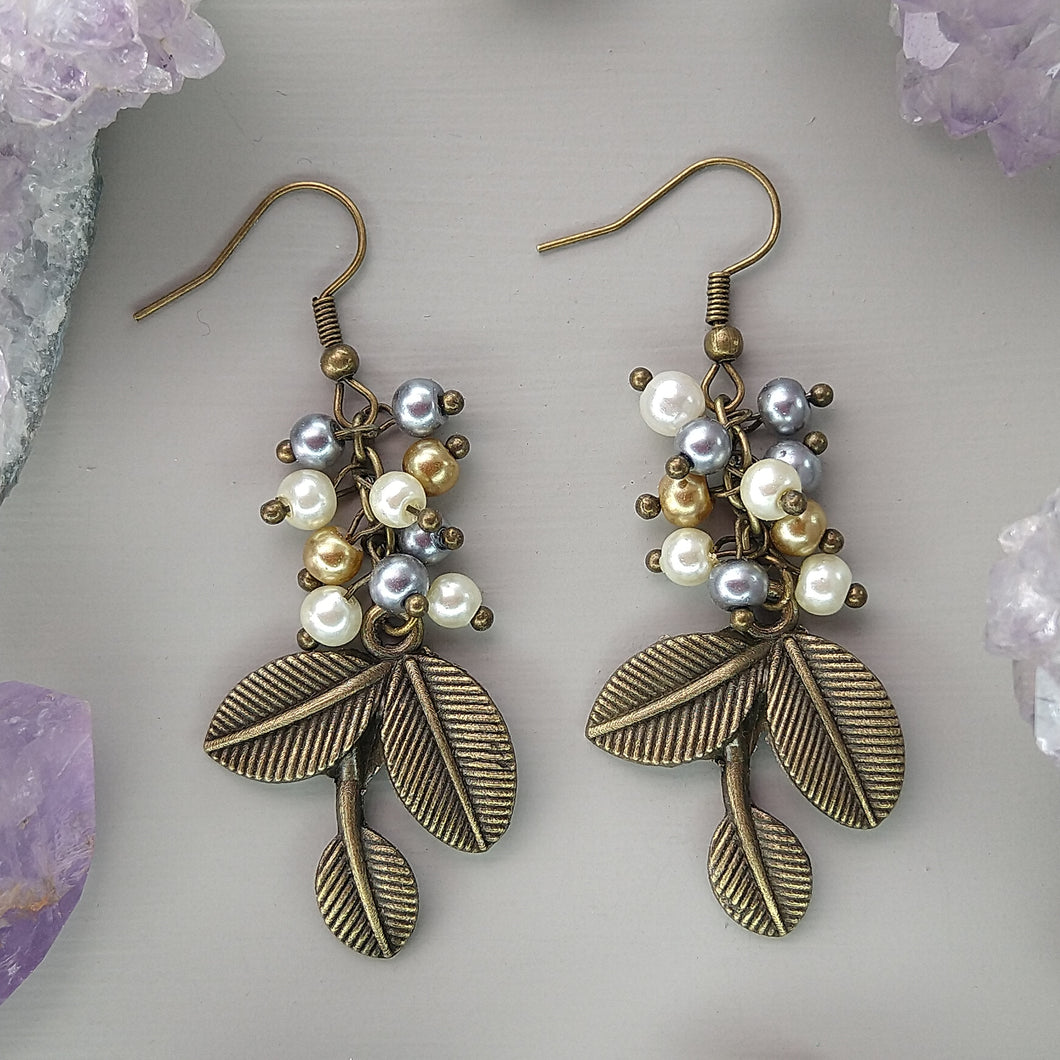Arete Hojas Perlas