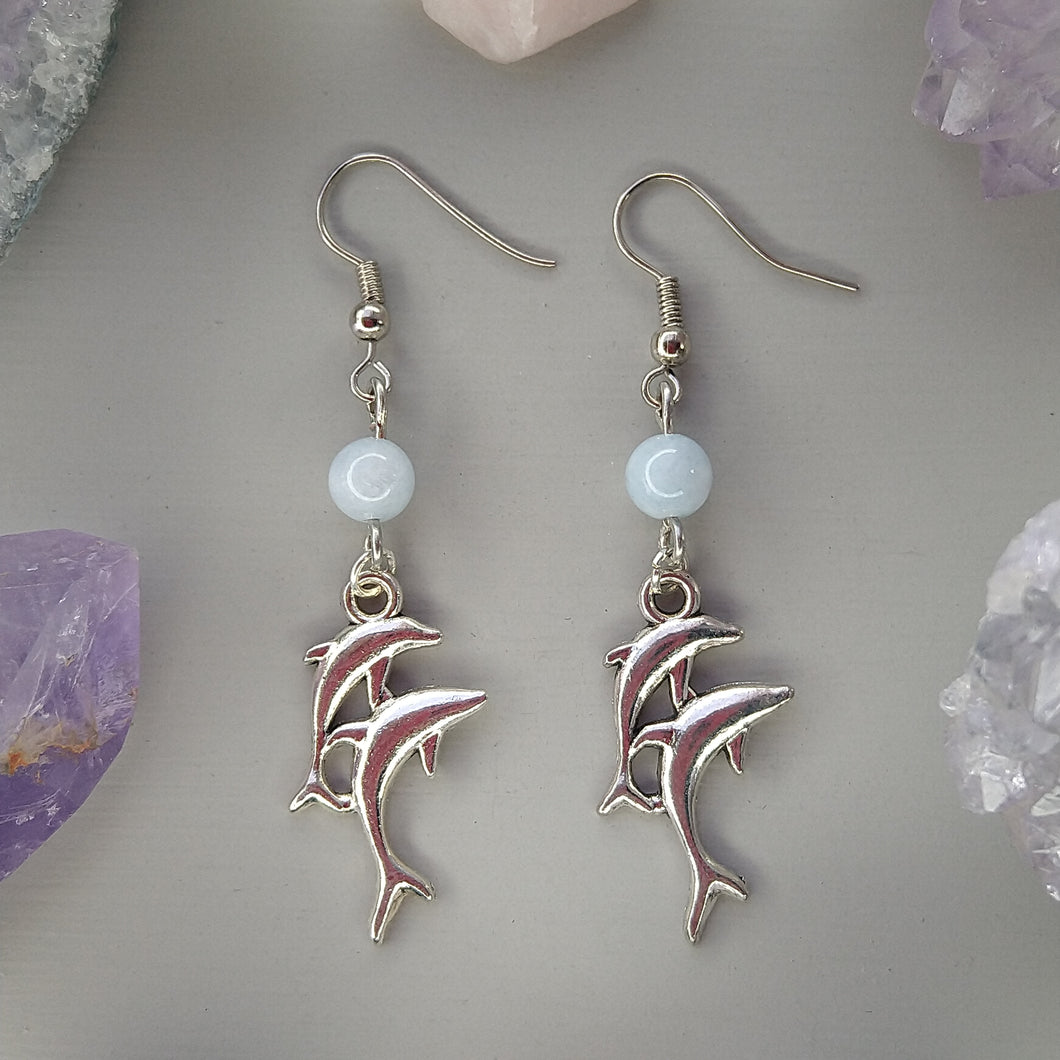 Aretes Delfines Aguamarina