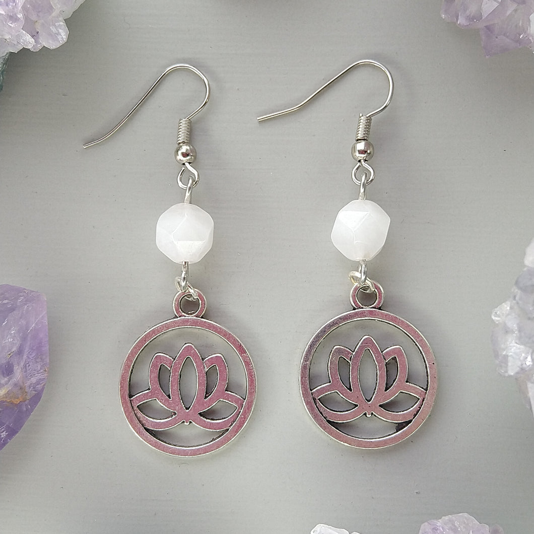 Aretes Flor de Loto Cuarzo Rosa