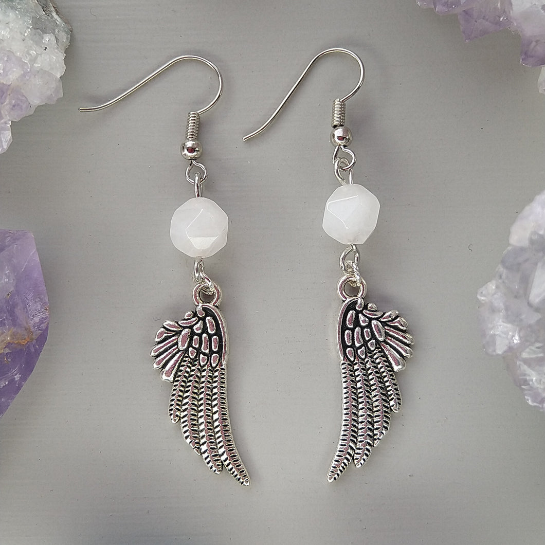 Aretes Alas Cuarzo Rosa