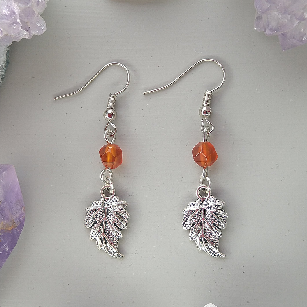 Aretes Hojas Cornalina