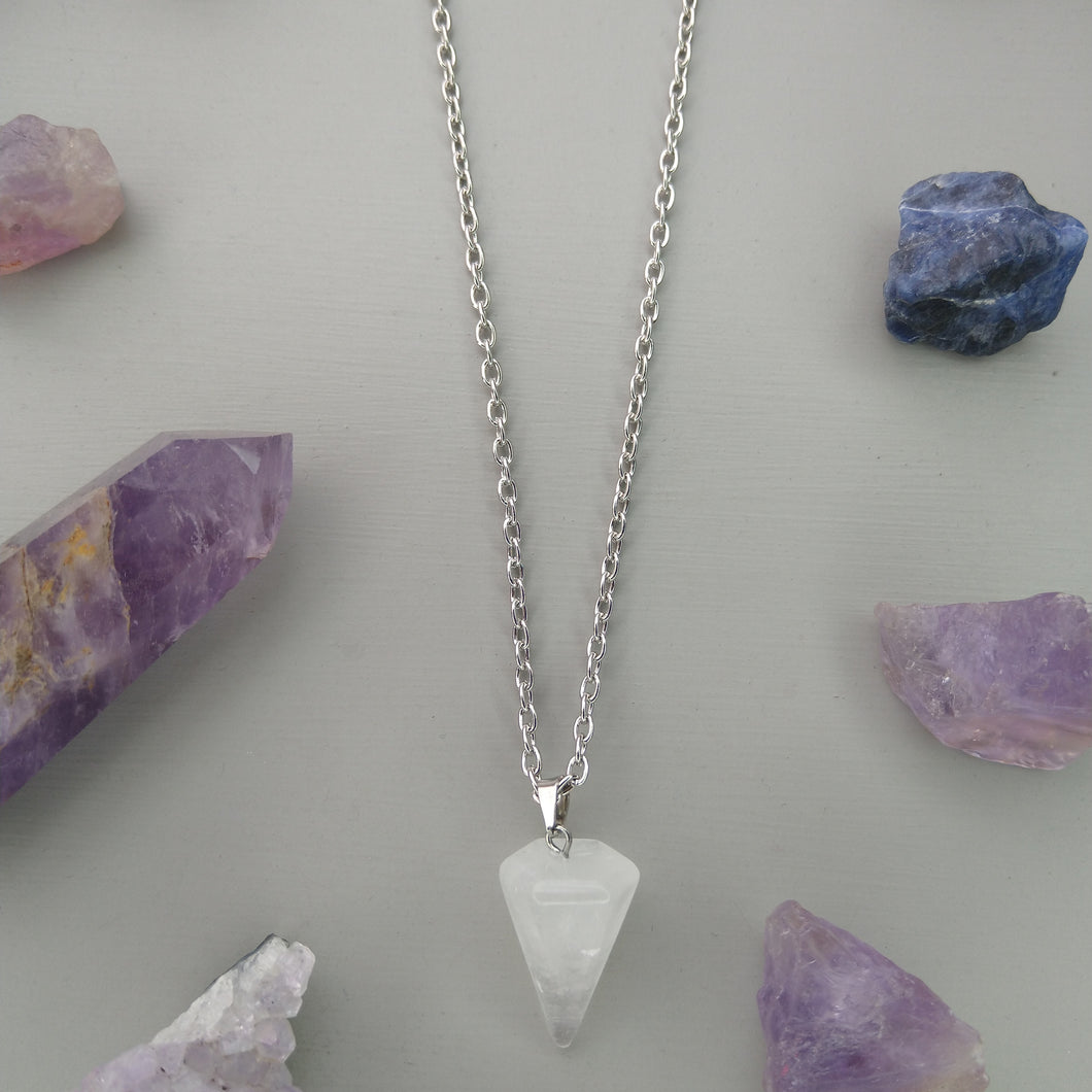 COLLAR CUARZO BLANCO PÉNDULO