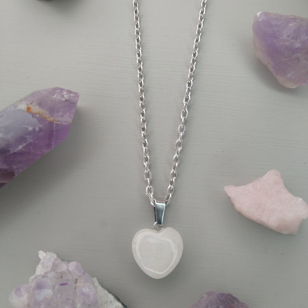 COLLAR CORAZÓN CUARZO ROSA