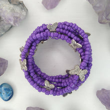 Cargar imagen en el visor de la galería, PULSERA ENVOLVENTE MARIPOSAS MORADA
