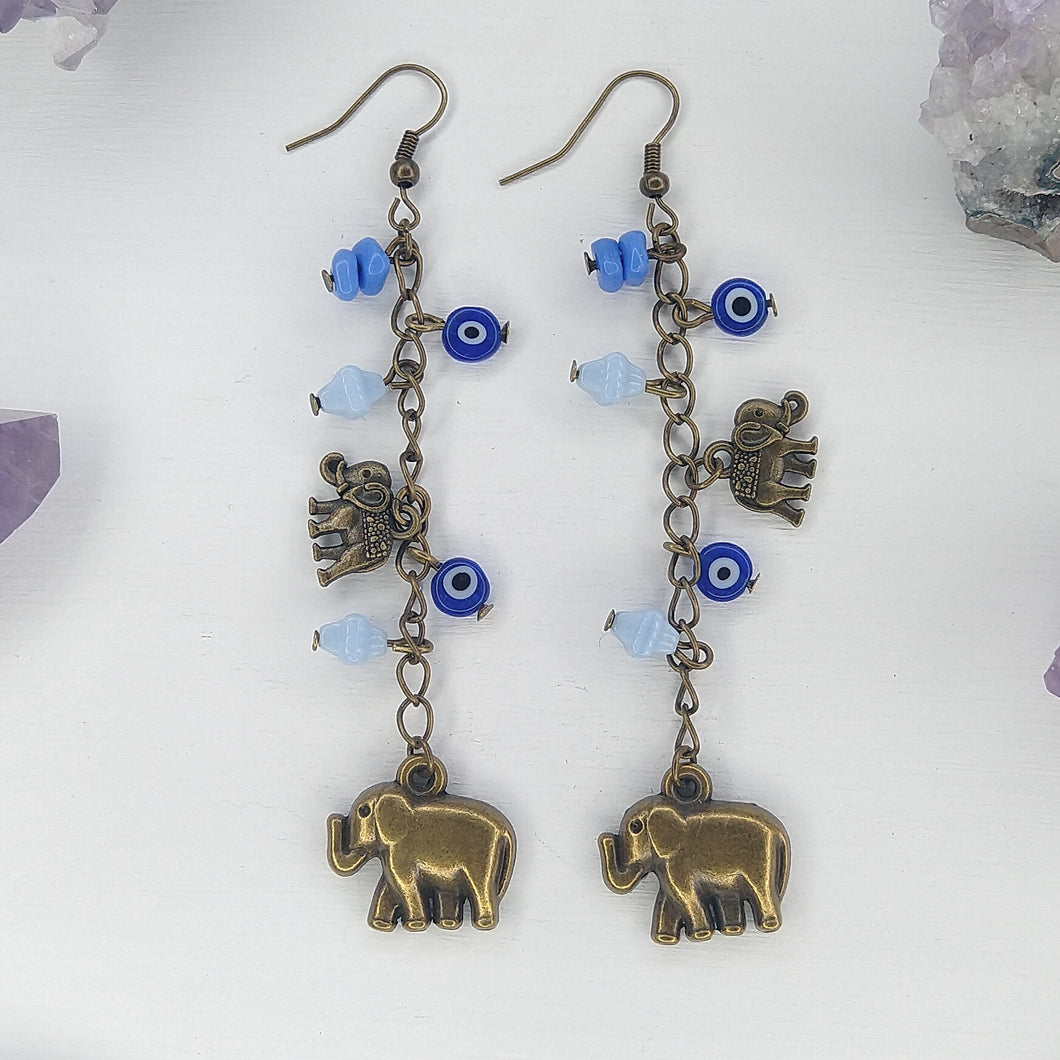 ARETES ELEFANTE AZUL OJITO