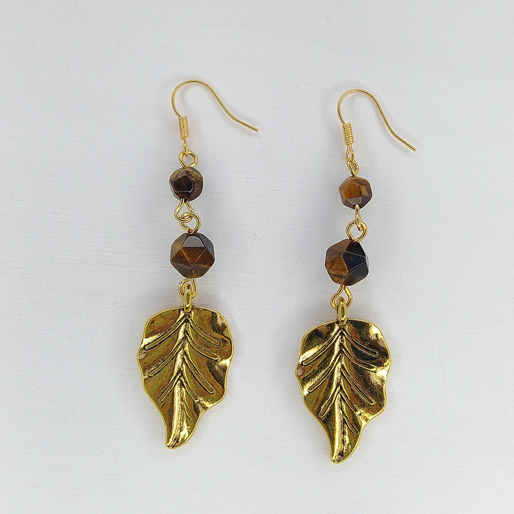 ARETES HOJA OJO DE TIGRE