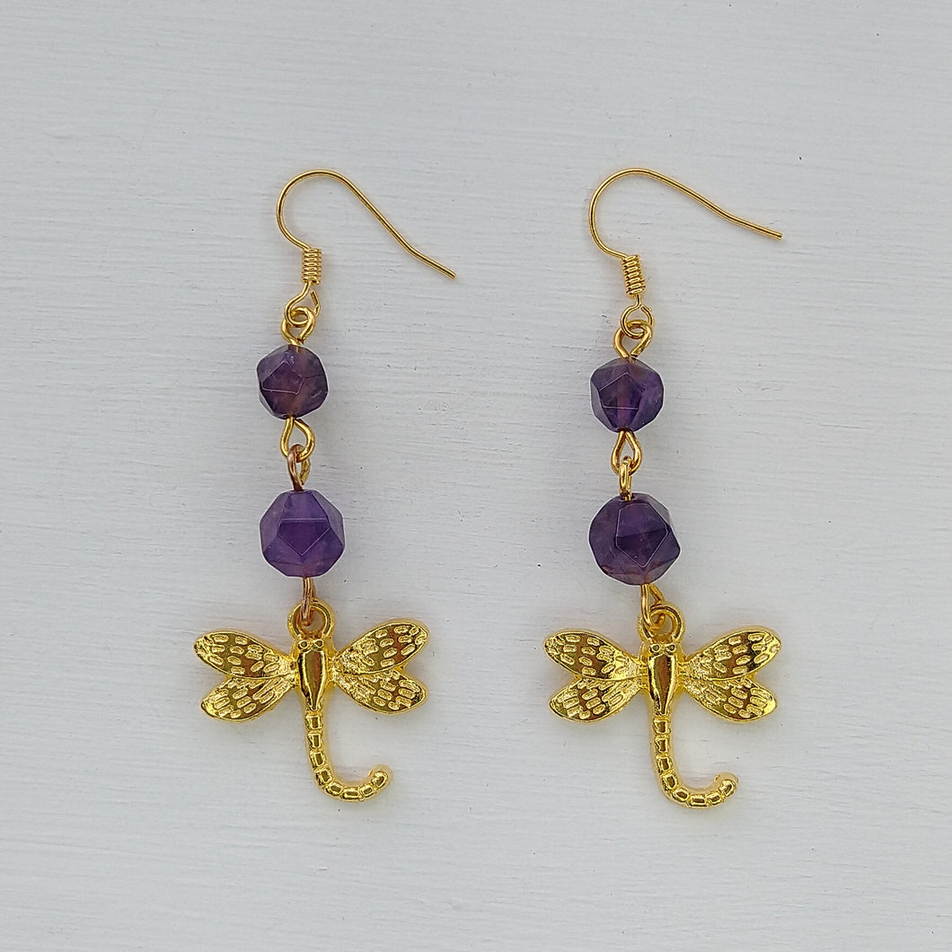 ARETES LIBELULAS AMATISTA