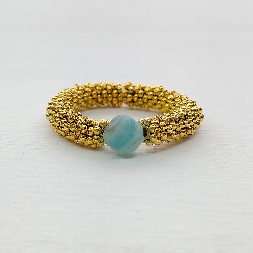 ANILLO ÁGATA VERDE DORADO