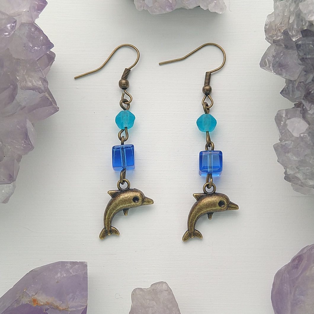 ARETES DELFIN AZUL