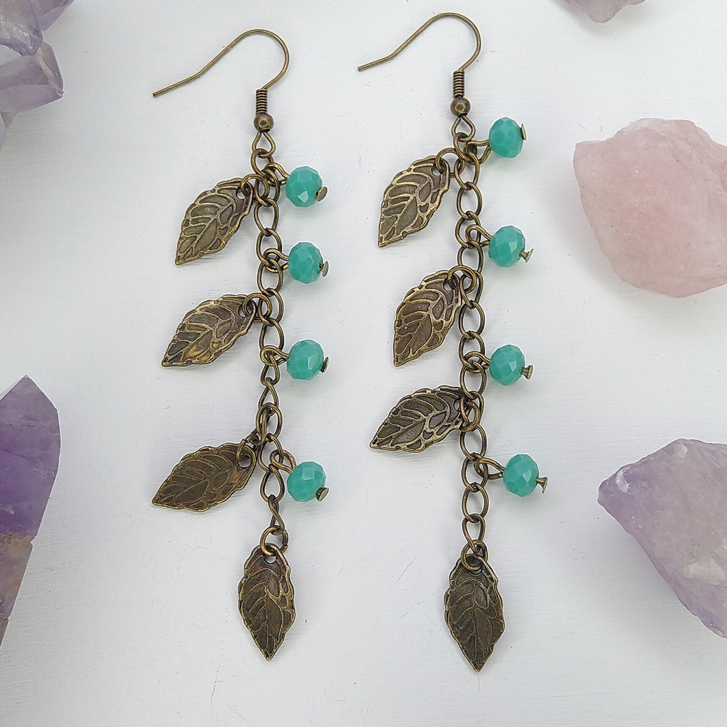ARETES HOJAS TURQUESA