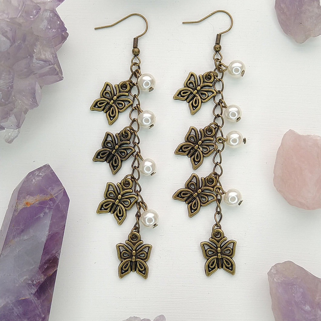 ARETES MARIPOSA PERLAS