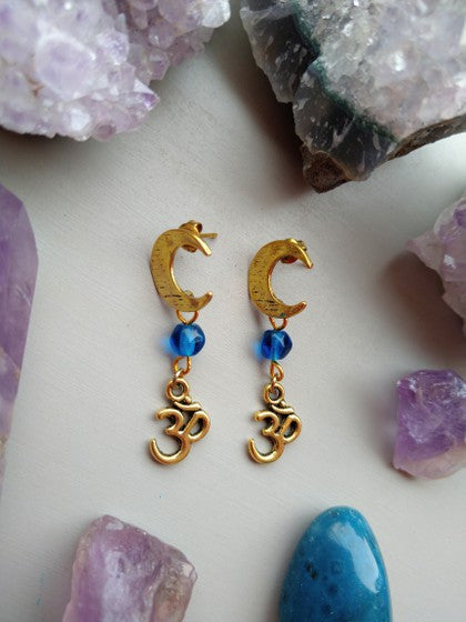 ARETES LUNA OM AZULES