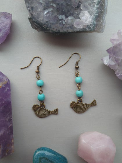 ARETES PAJARITO HOWLITA AZUL