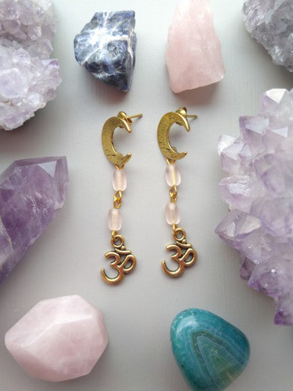 ARETES LUNA OM ROSAS