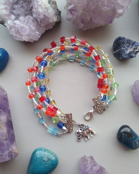 PULSERA ARCOIRIS 6 HILOS CON ELEFANTE
