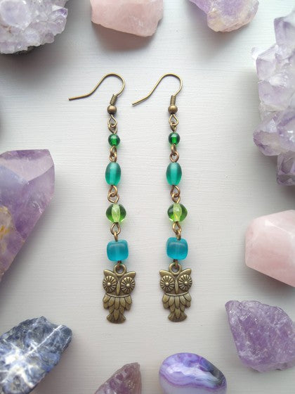 ARETES VERDES BÚHO