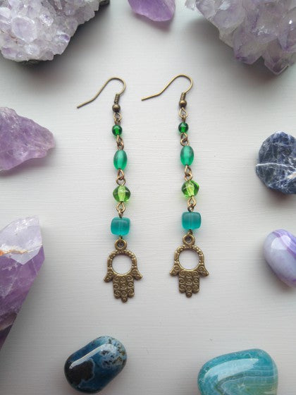 ARETES HAMSA VERDES