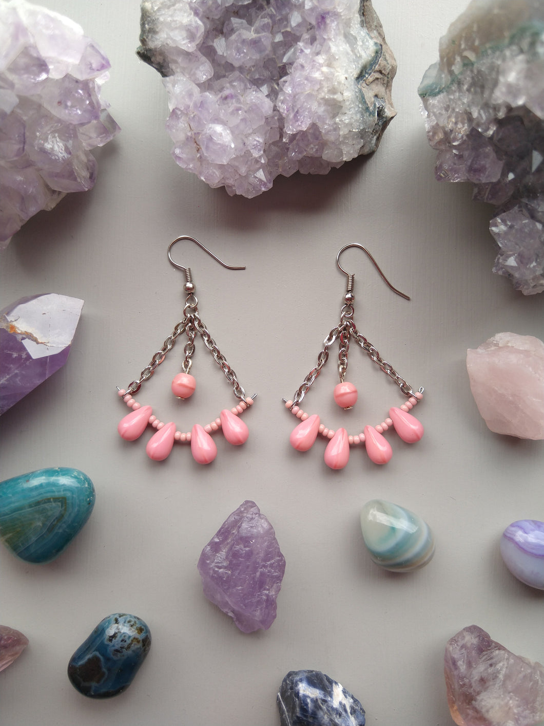 ARETES CANDELABRO ROSAS