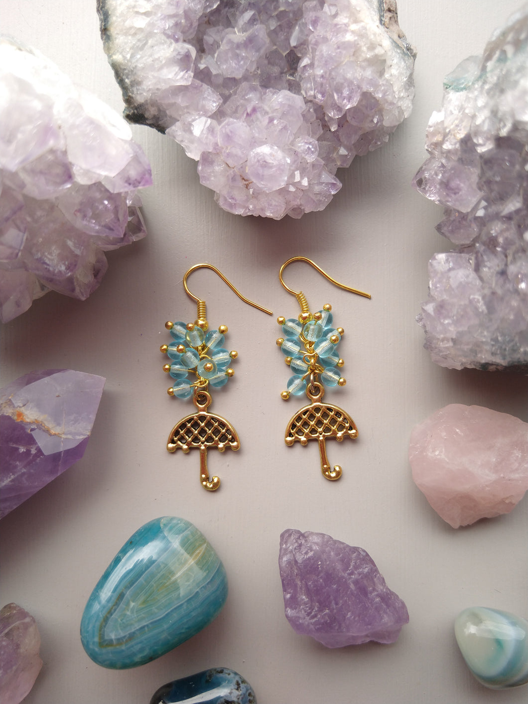 ARETES PARAGUAS AZUL CLARO