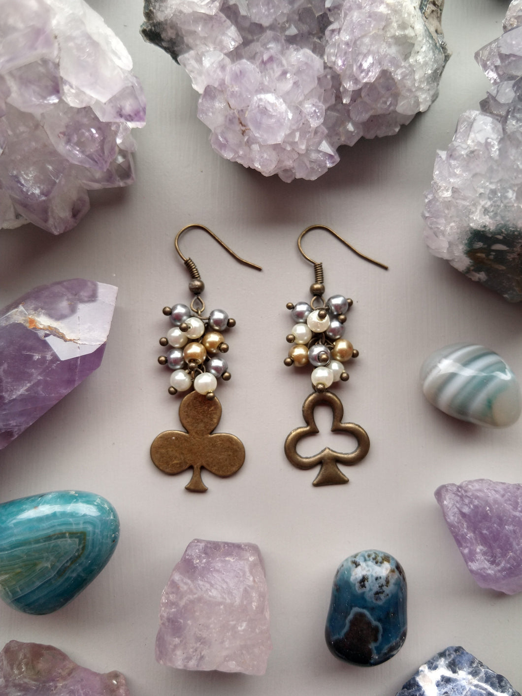 ARETES TRÉBOL PERLAS