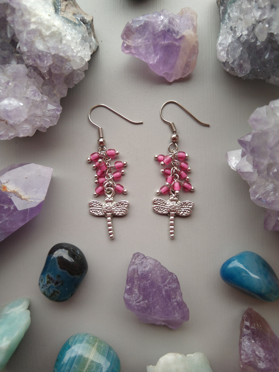 ARETES LIBÉLULA ROSAS