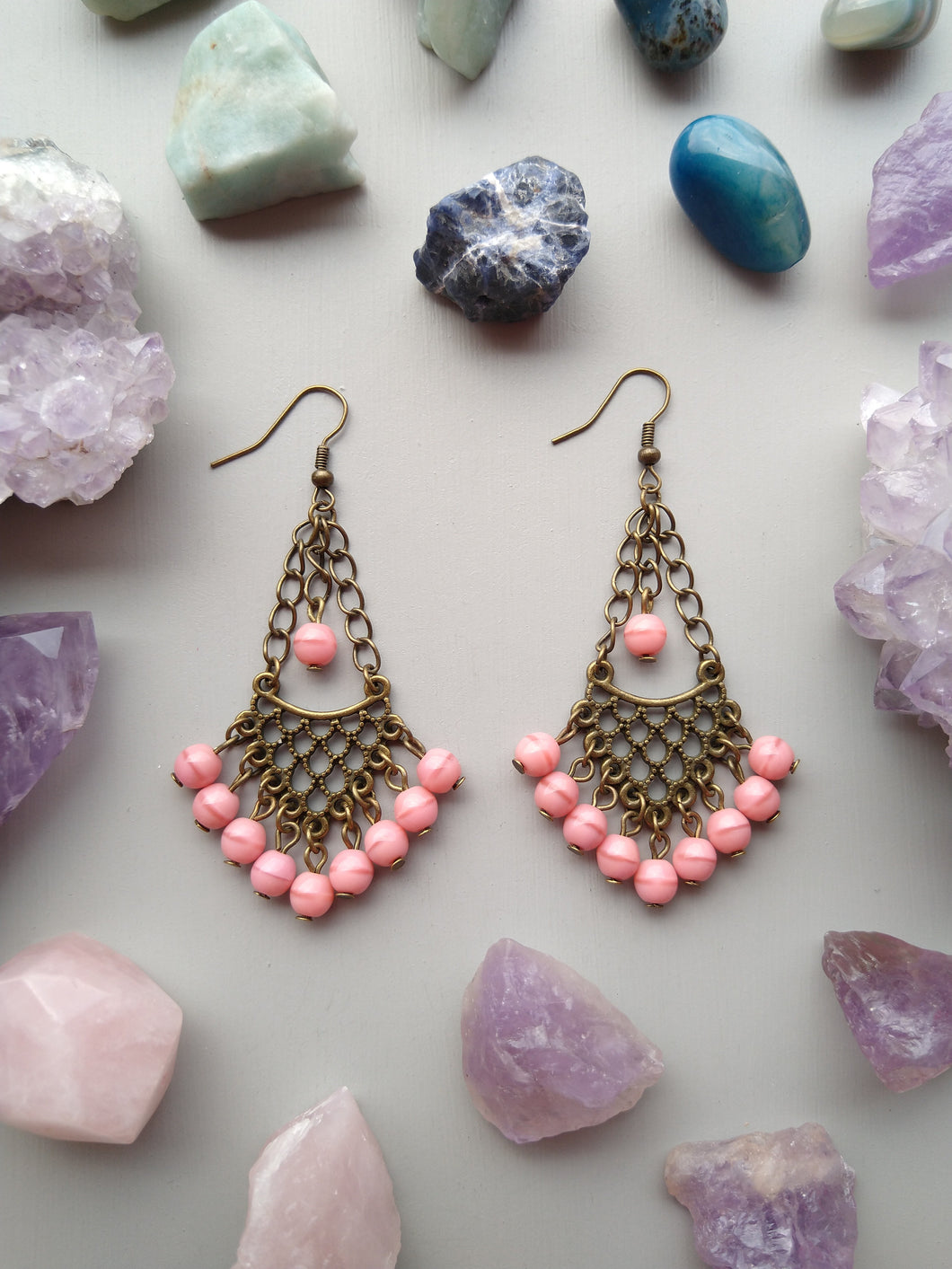 ARETES CANDELABRO ROSA