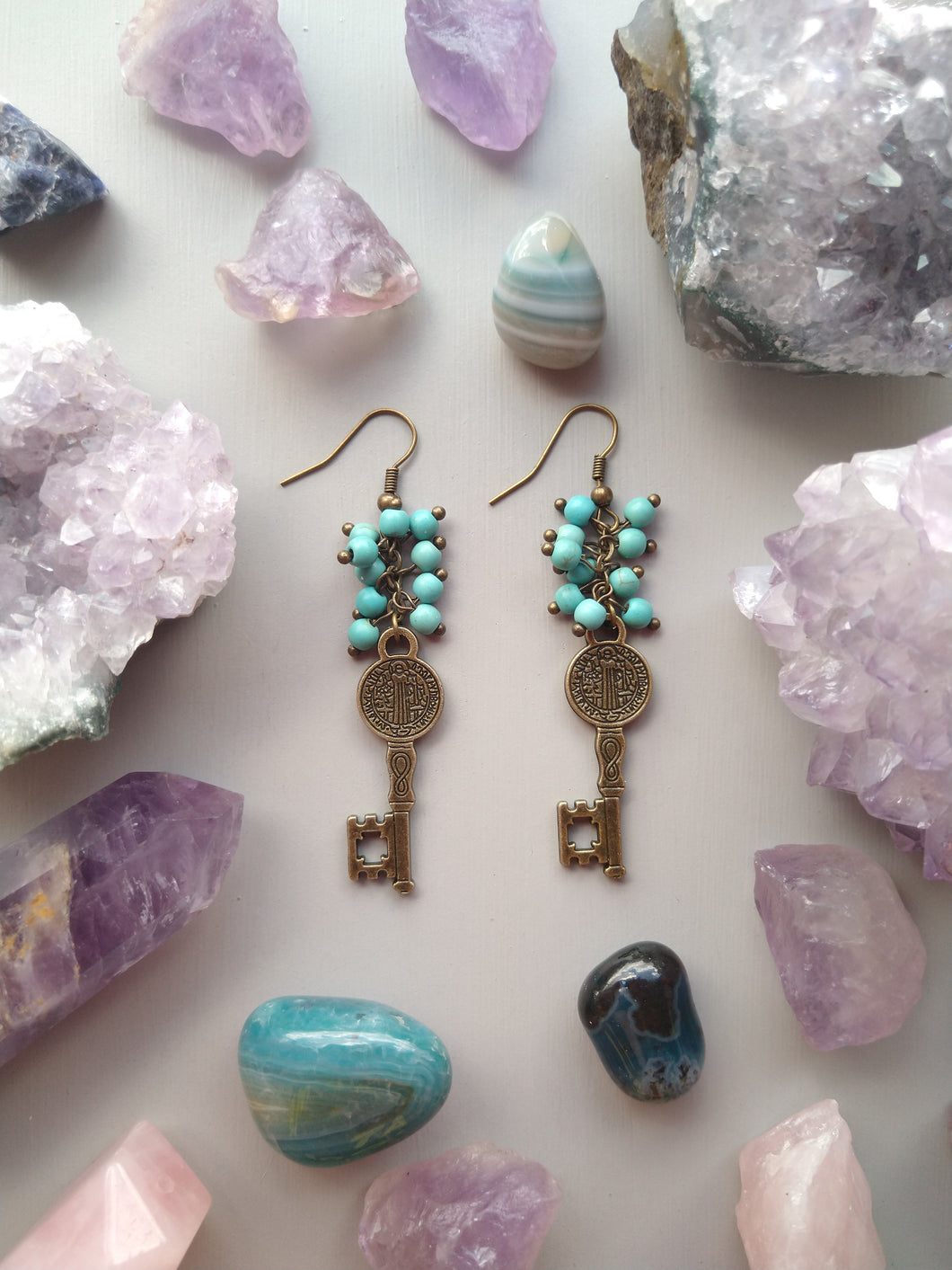 ARETES LLAVE SAN BENITO TURQUESA