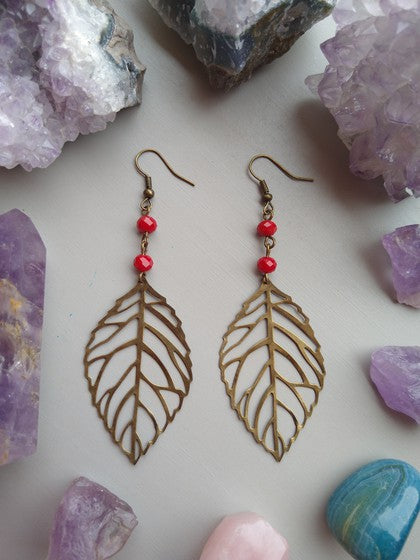 ARETES HOJA ROJOS