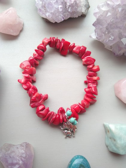 PULSERA CORAL ELEFANTE MAMÁ Y BEBÉ