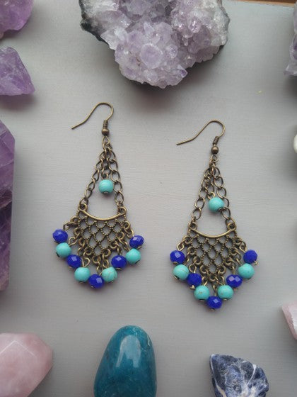 ARETES CANDELABRO AZULES