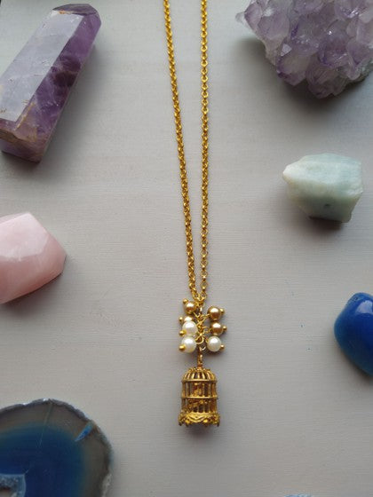 COLLAR JAULA PERLAS