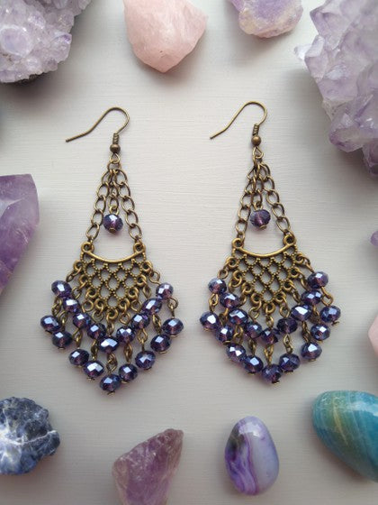 ARETES CANDELABRO MORADO