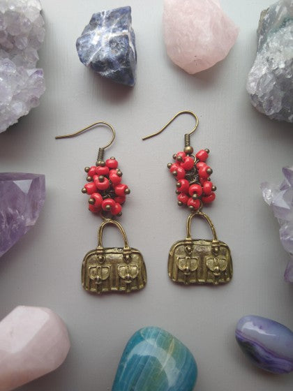 ARETES BOLSAS ROJOS
