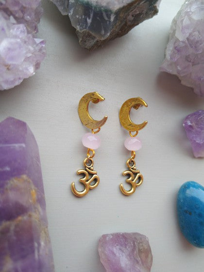 ARETES LUNA OM ROSAS