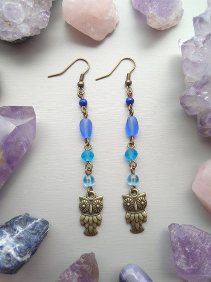 ARETES AZULES BÚHO