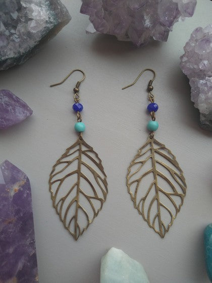 ARETES HOJA AZULES