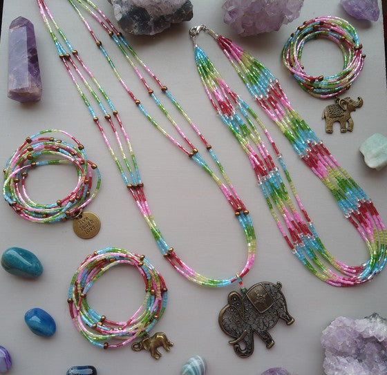 PULSERAS - COLLAR MULTI COLOR ELEFANTE