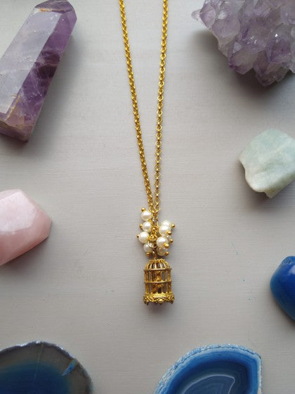 COLLAR JAULA PERLAS