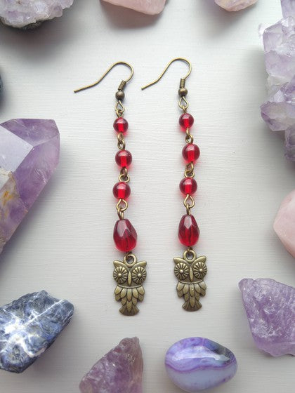 ARETES ROJOS BÚHO